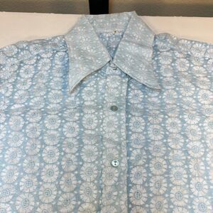 Vintage Deadstock 1970's Groovy Mod Shirt Sz Mens S Blue Bia Exclusive